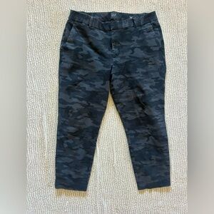 Gap Camp Pants Size 16 Slim Denim Grey Black Gray Casual Camouflage